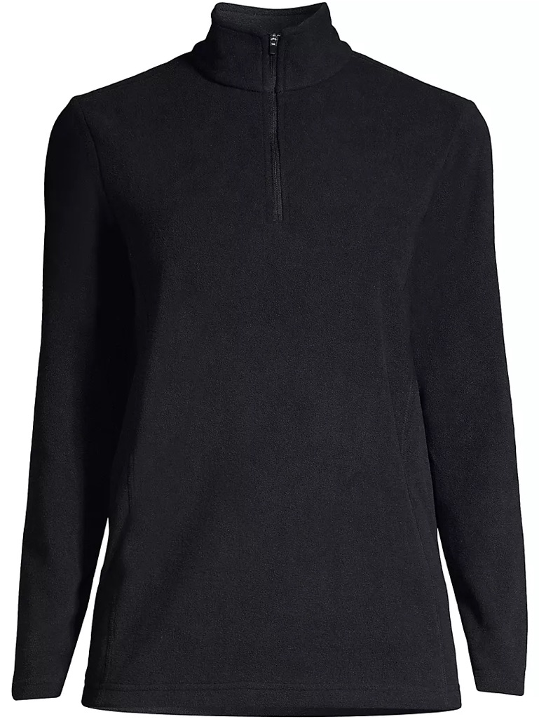 Land’s End Plus Size Anyweather Fleece Quarter Zip Pullover Black 1x
